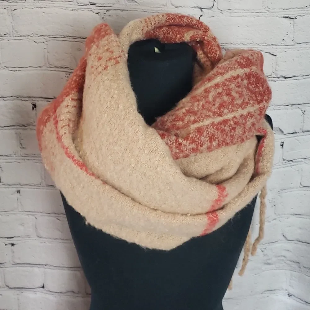 Plaid Orange Scarf‎